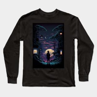 Japan Cyberpunk Pixel Art Long Sleeve T-Shirt